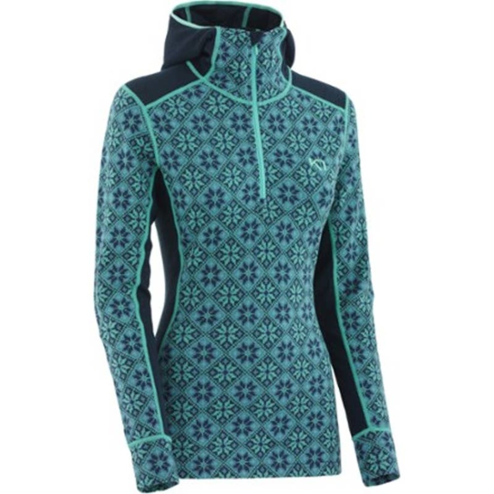 Kari Traa Rose Long Underwear Hoodie 100% Merino Wool Stretch Blue Layer Women's